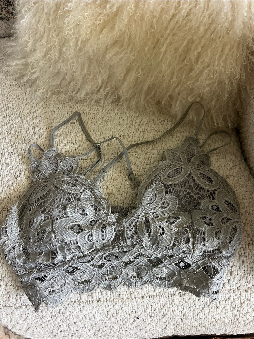 Lace Bralette in Light Gray - Women's Intimates